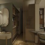 Entrée avec cuisine et repas