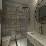 Douche d'angle et WC